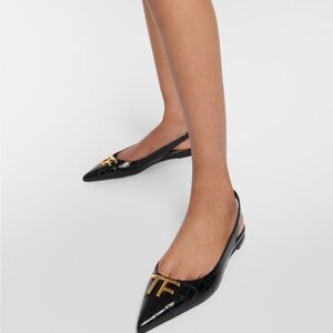NEW NIB Tom Ford leather slingback flats 37